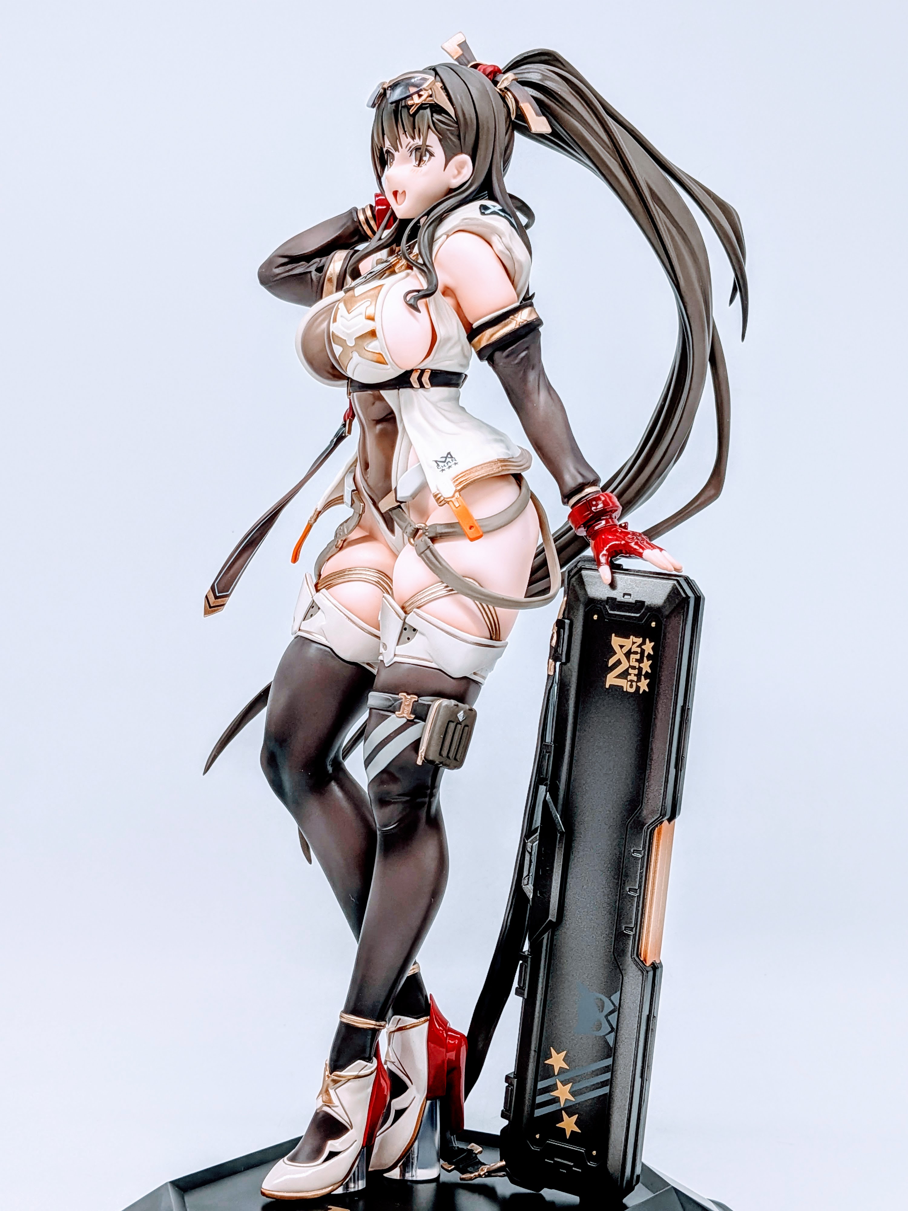 Right side full-body view of MX-chan figure with weapon and mechanical parts