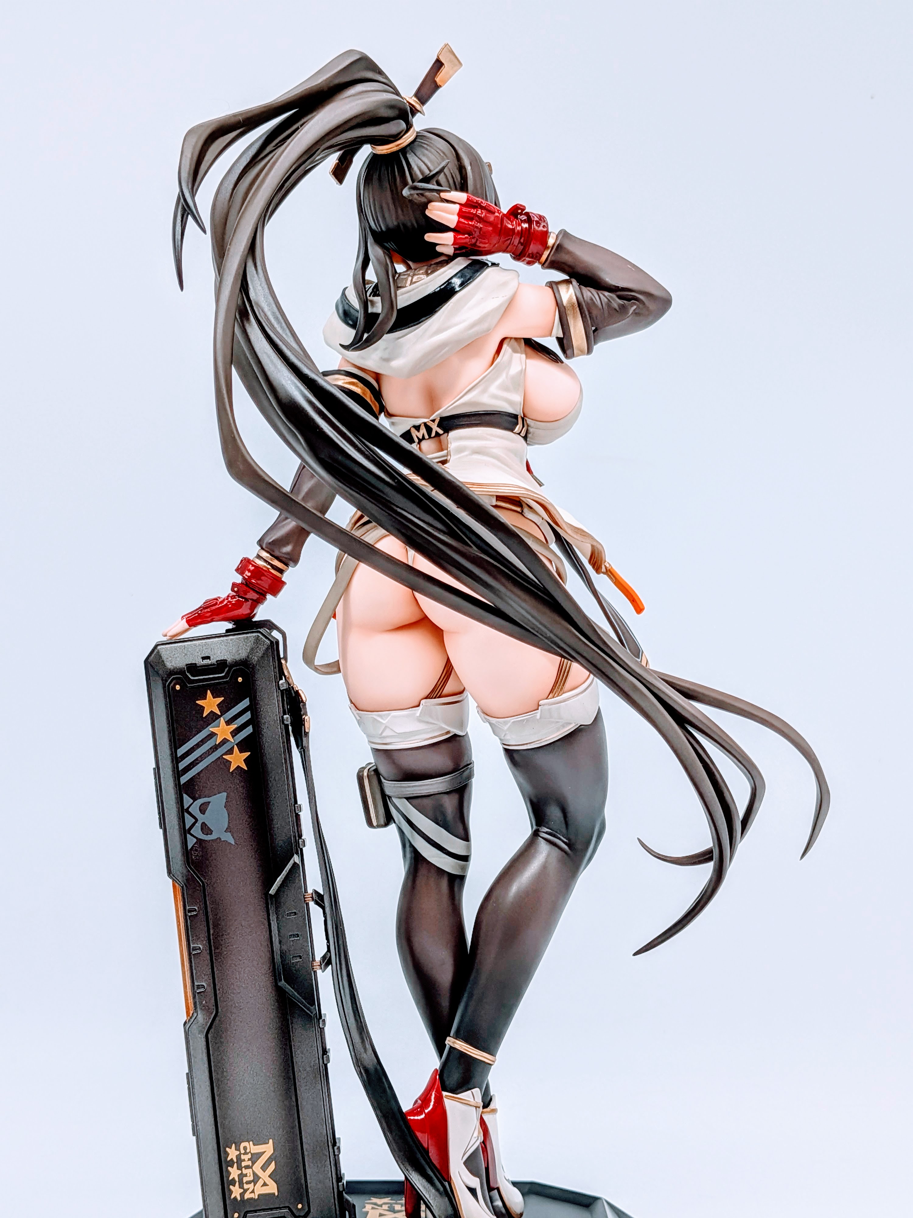 Full back view of MX-chan figure showing hair, outfit and base