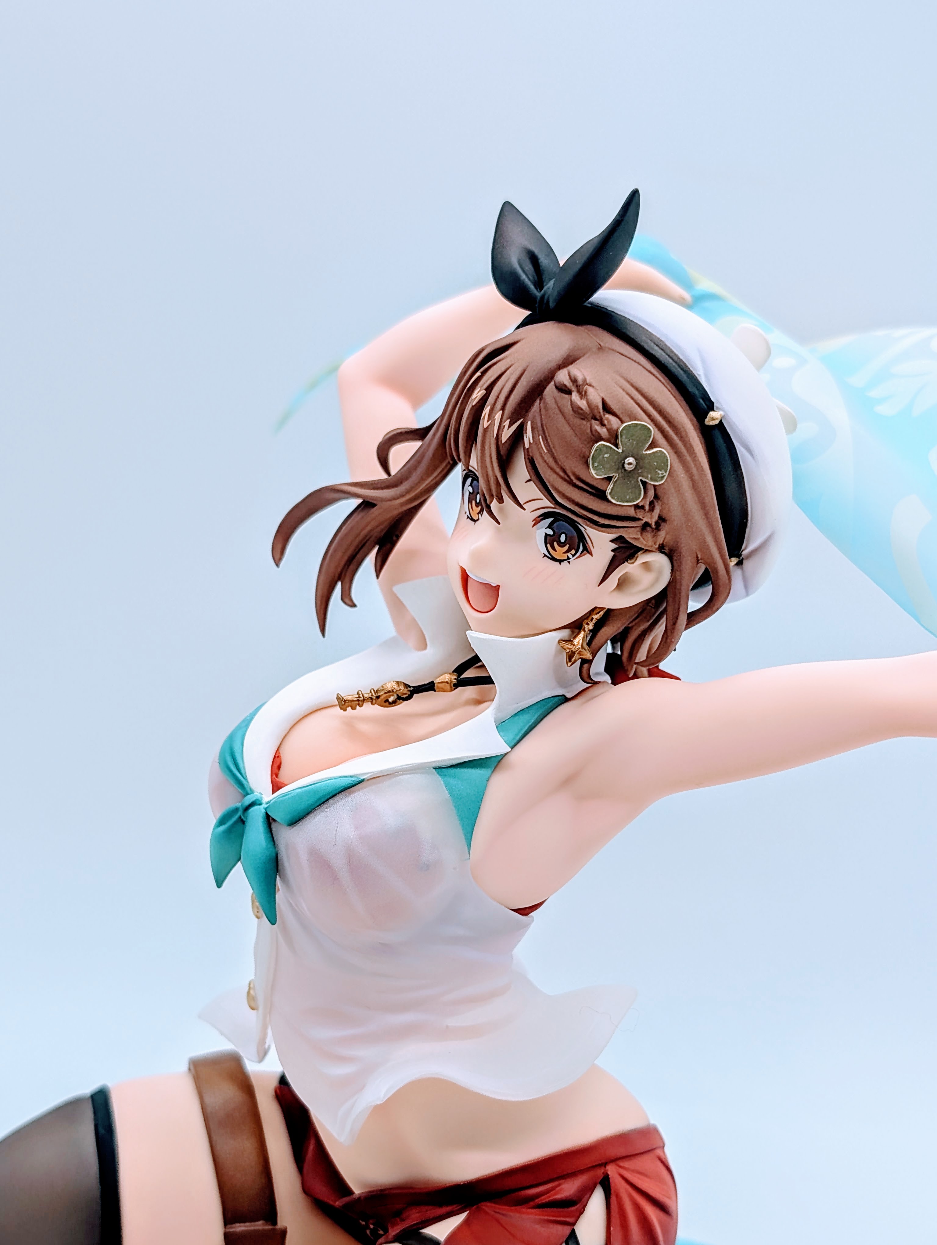 Side close-up of Ryza face and hair with towel overhead