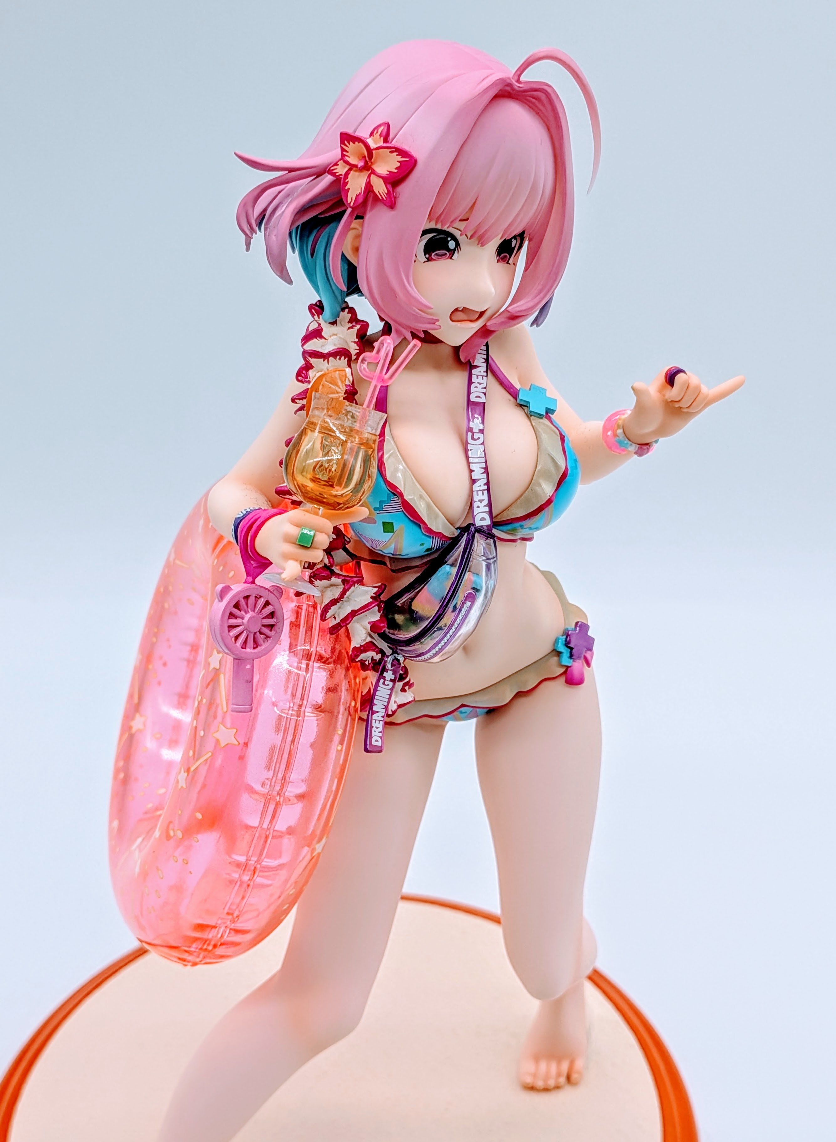 Side angle of Yumemi Riamu swimsuit figure legs and bikini