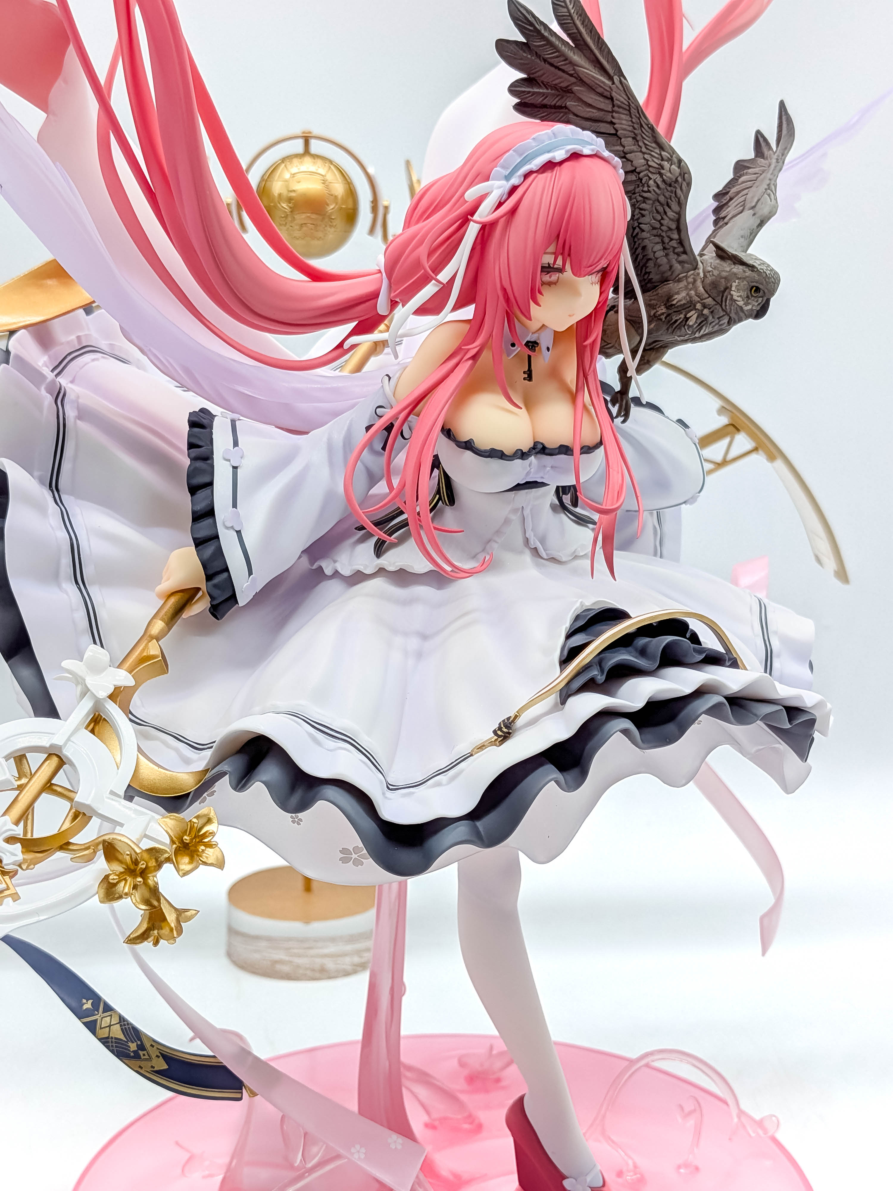 Perseus figure side dress staff and owl view