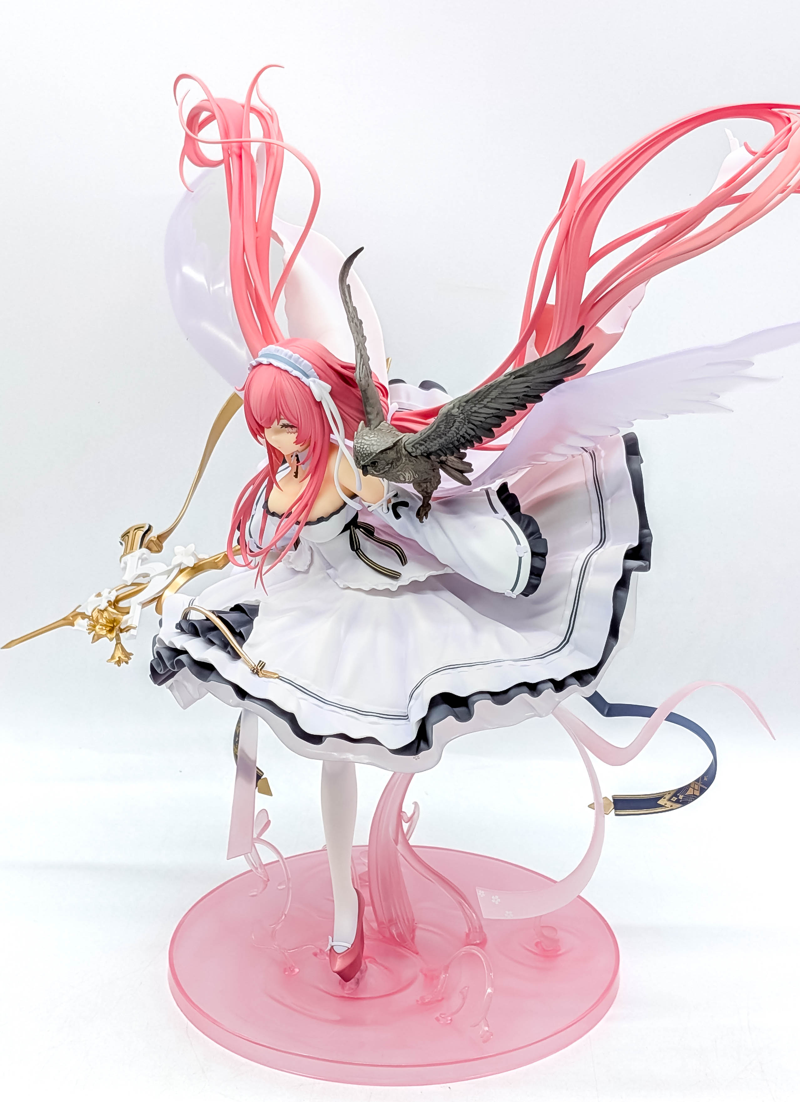 Perseus figure full side view with owl staff and wings
