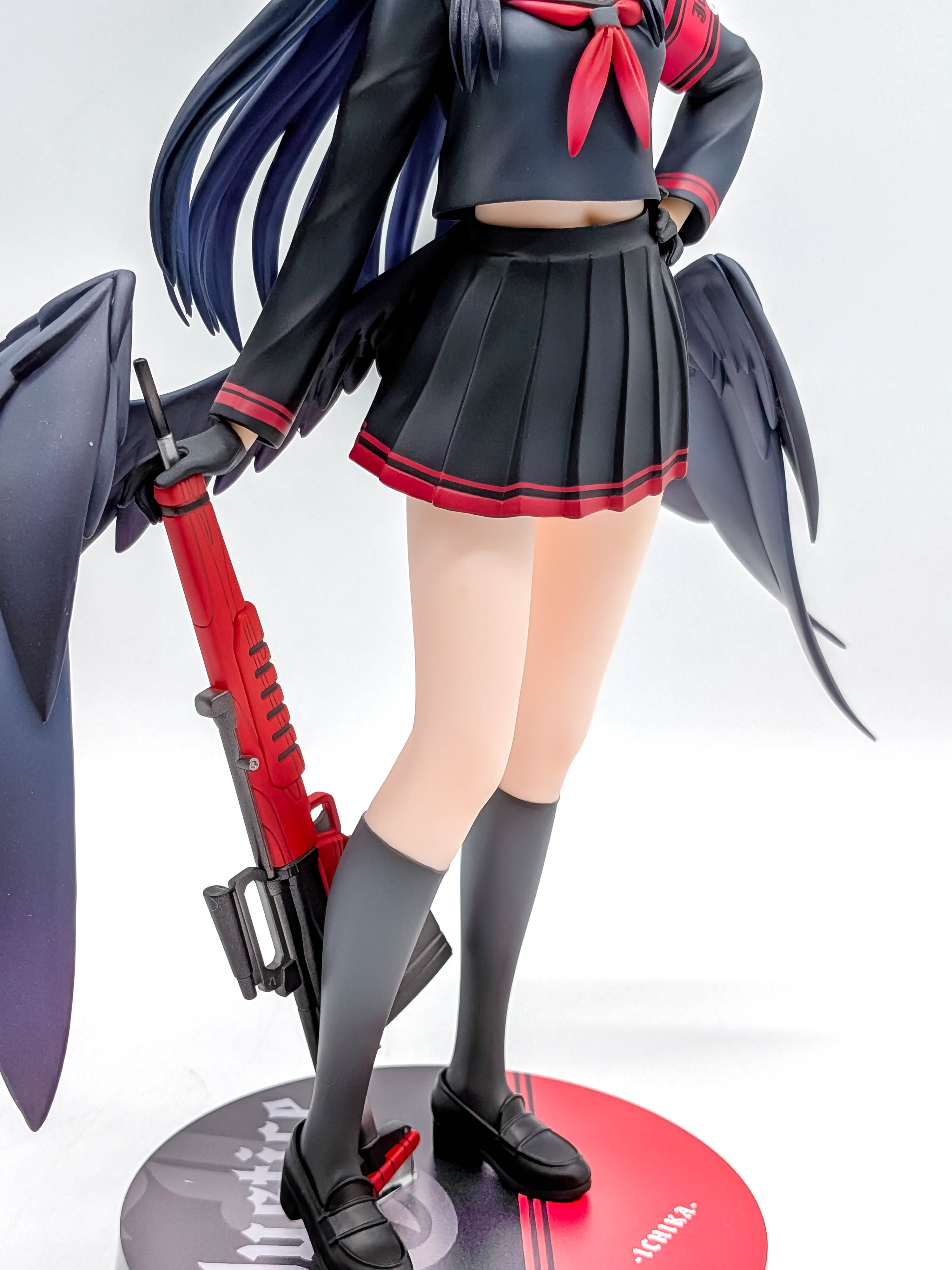 Blue Archive Ichika skirt legs rifle and wing close-up