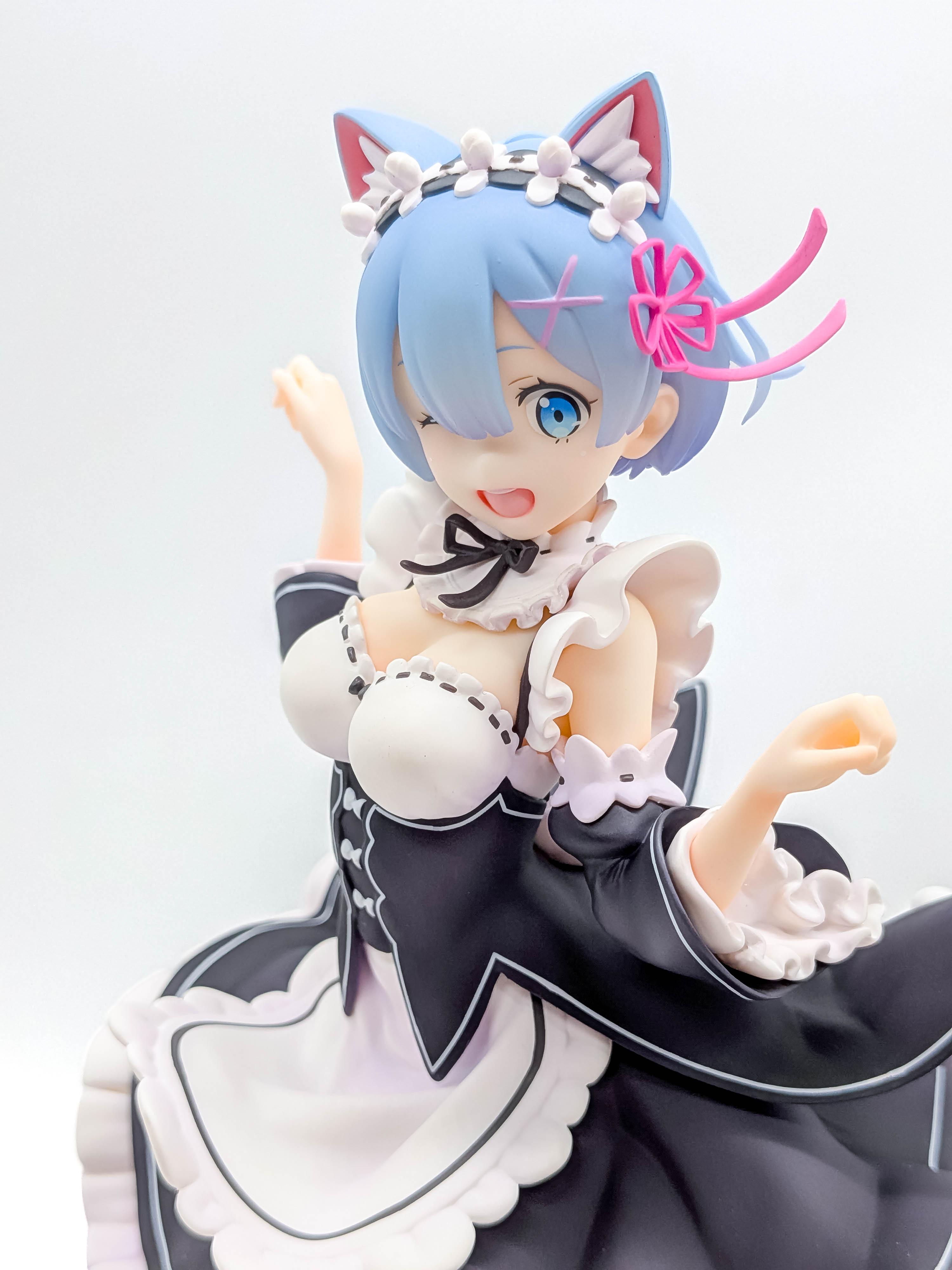 Rem Nekomimi Ver face cat ears and upper-body close-up