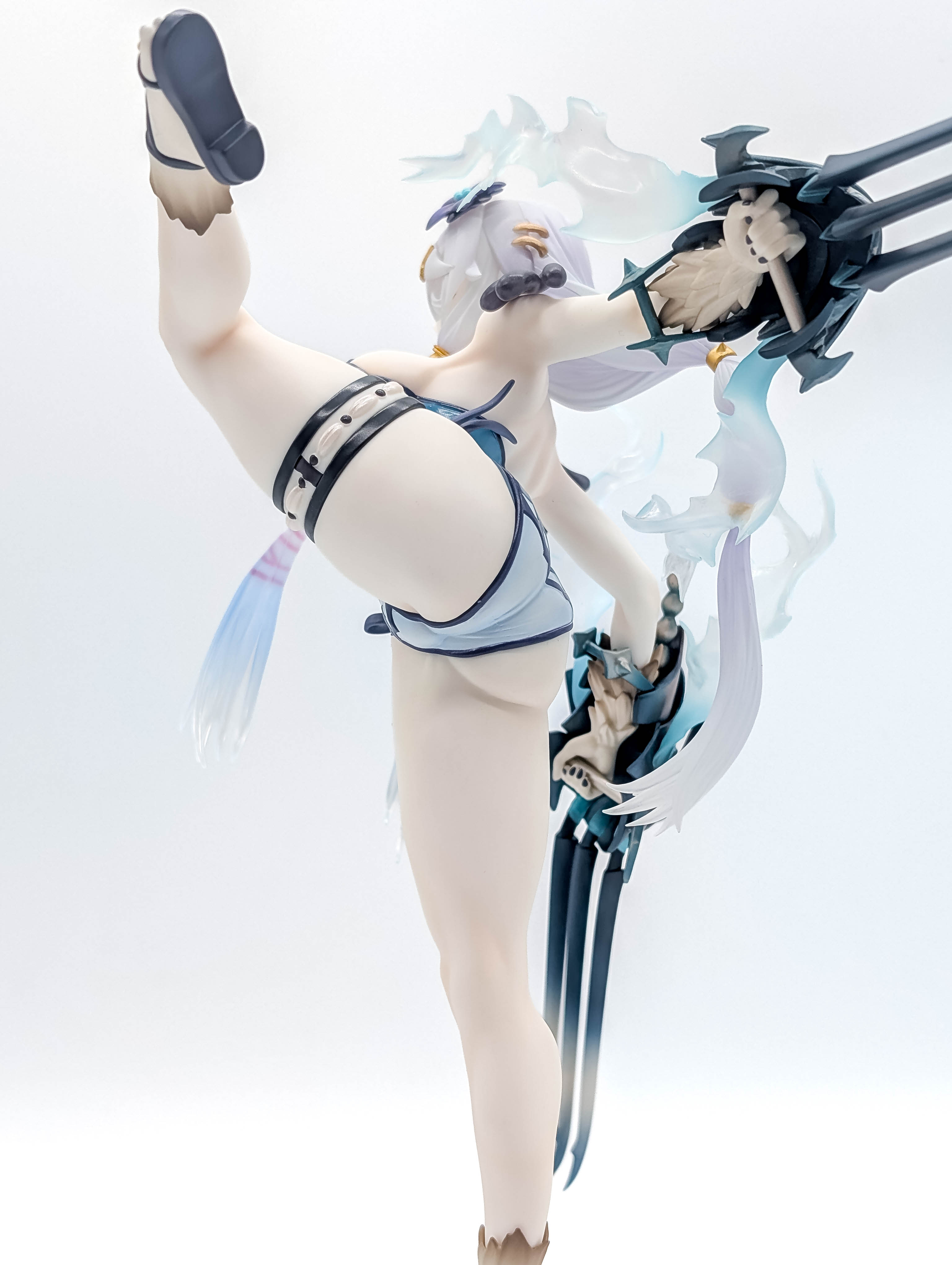Lila Swimsuit Ver low rear-side high-kick view