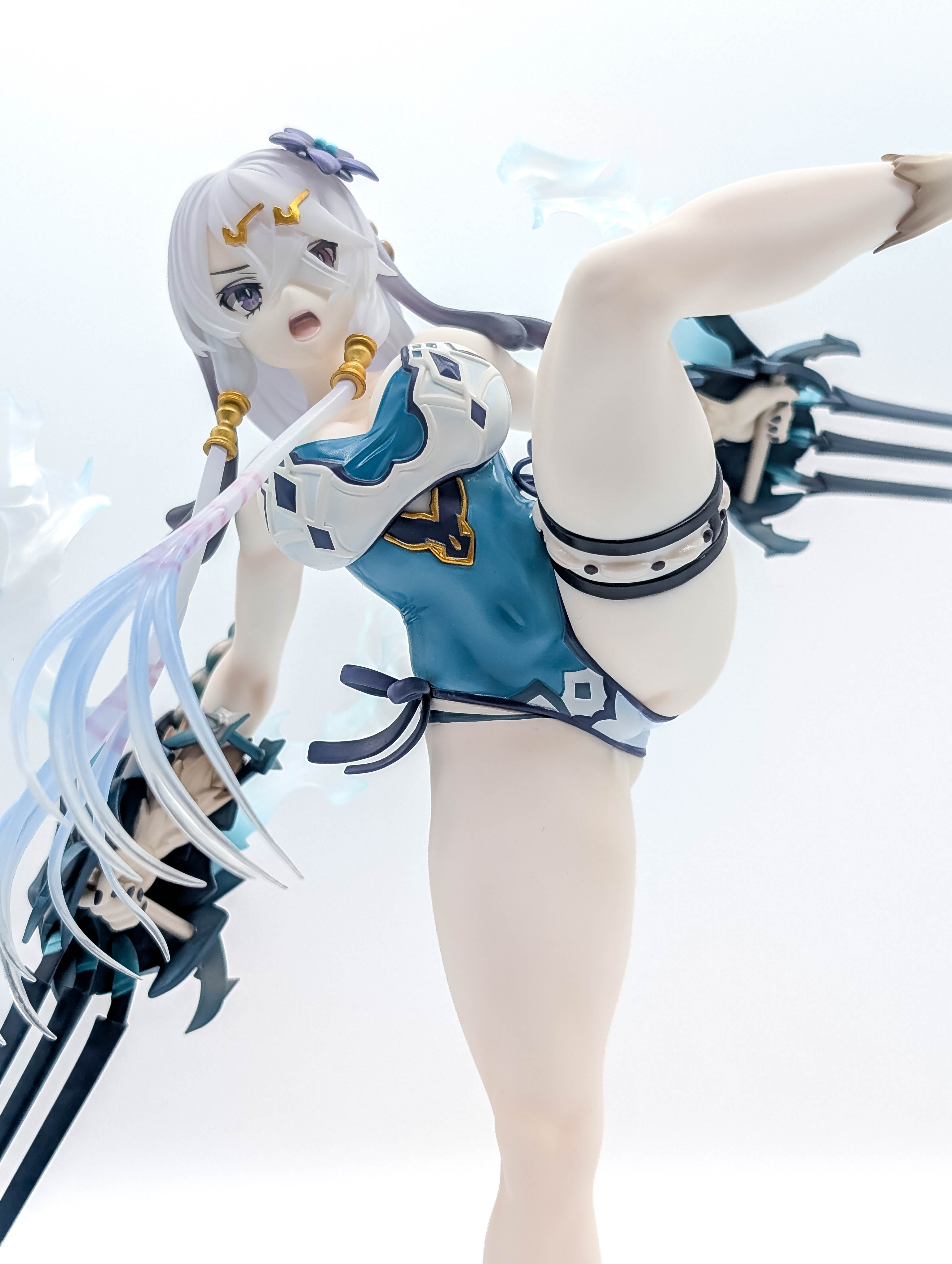 Lila Swimsuit Ver front view of raised leg and thick thighs