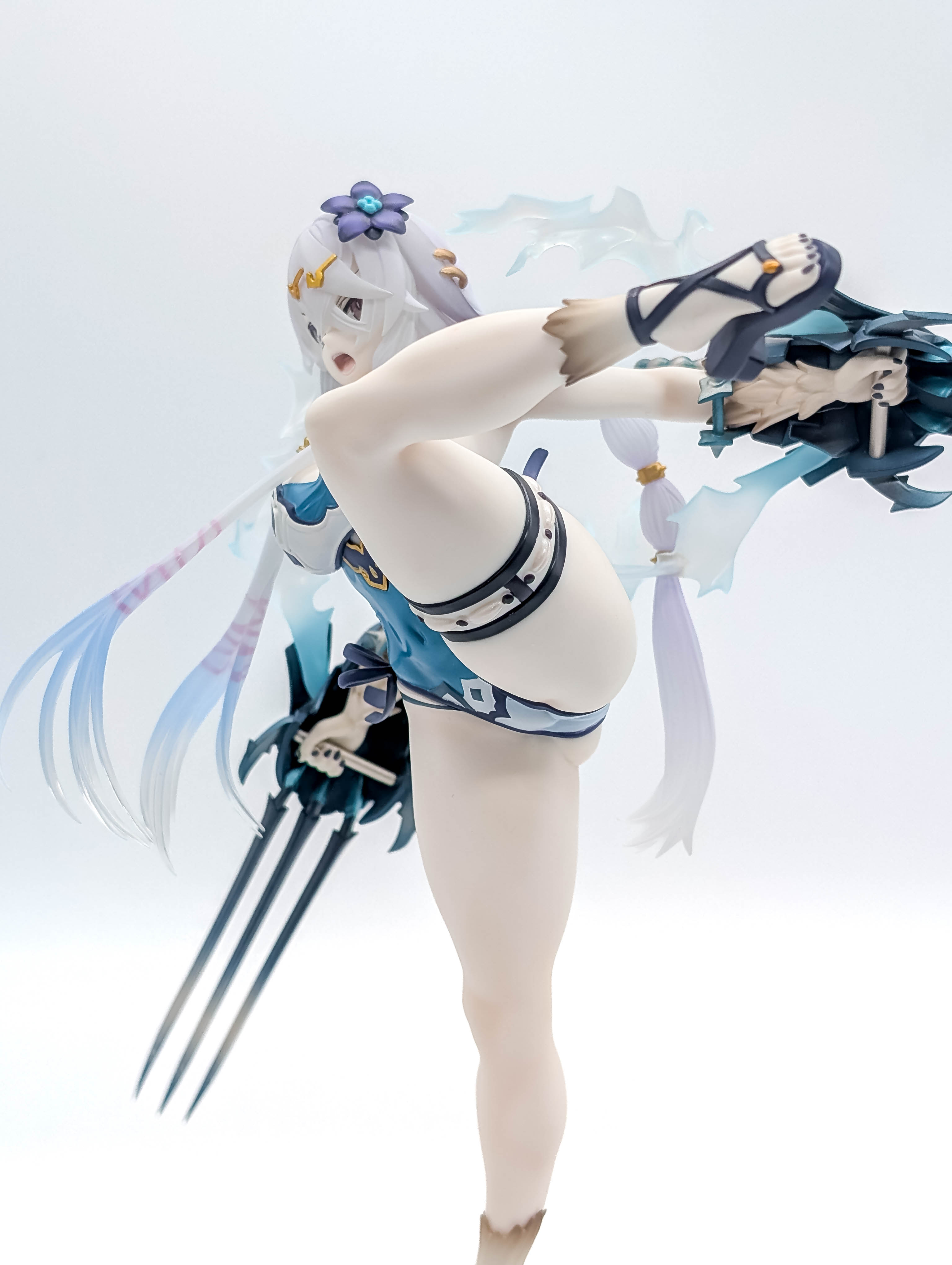 Lila Swimsuit Ver side-front high-kick pose