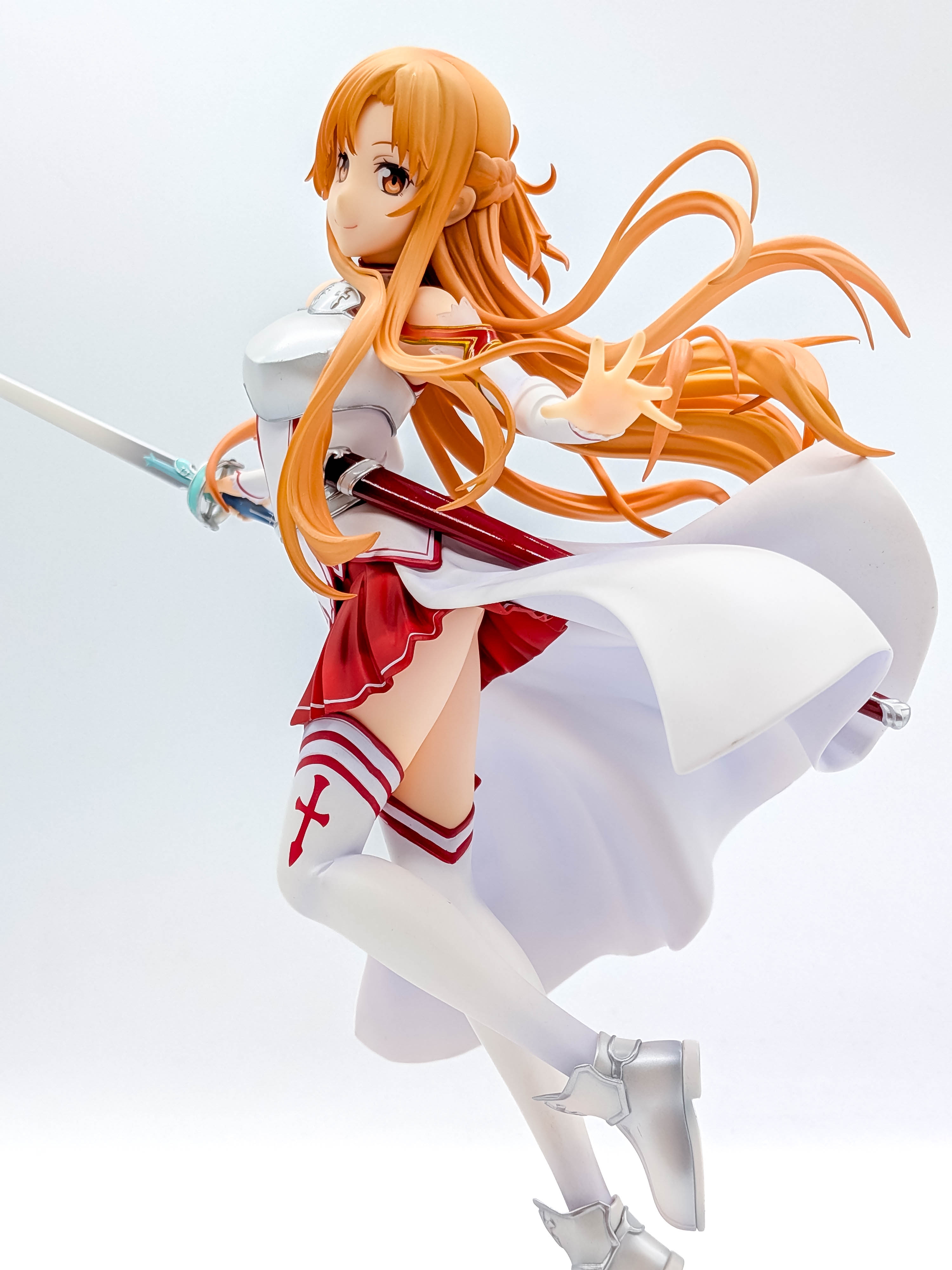 Asuna figure three-quarter view with flowing white cape