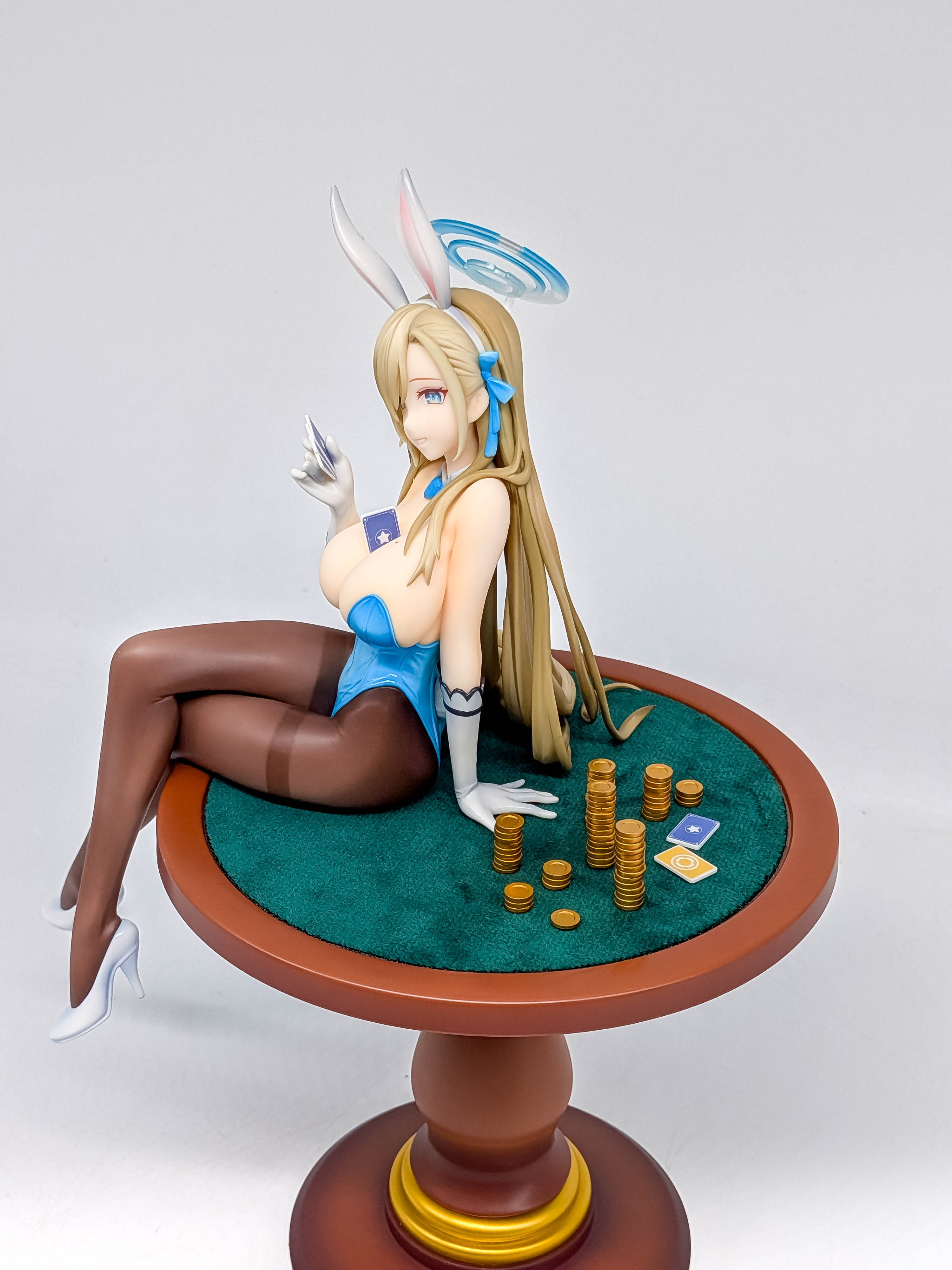 Asuna Ichinose Bunny Girl figure wide three-quarter view with gaming table
