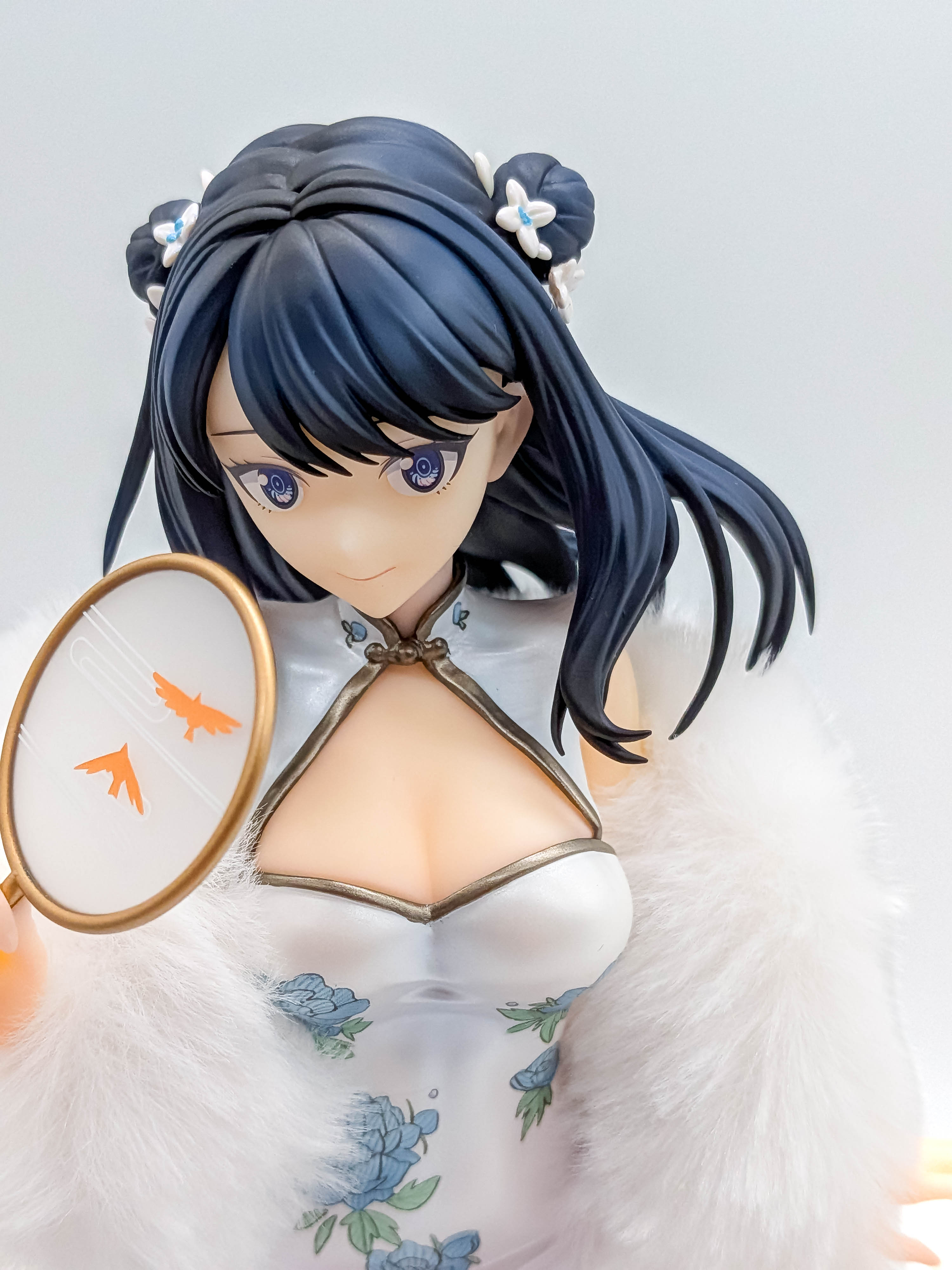 Rikka Takarada figure face braided hair and flower ornaments close-up
