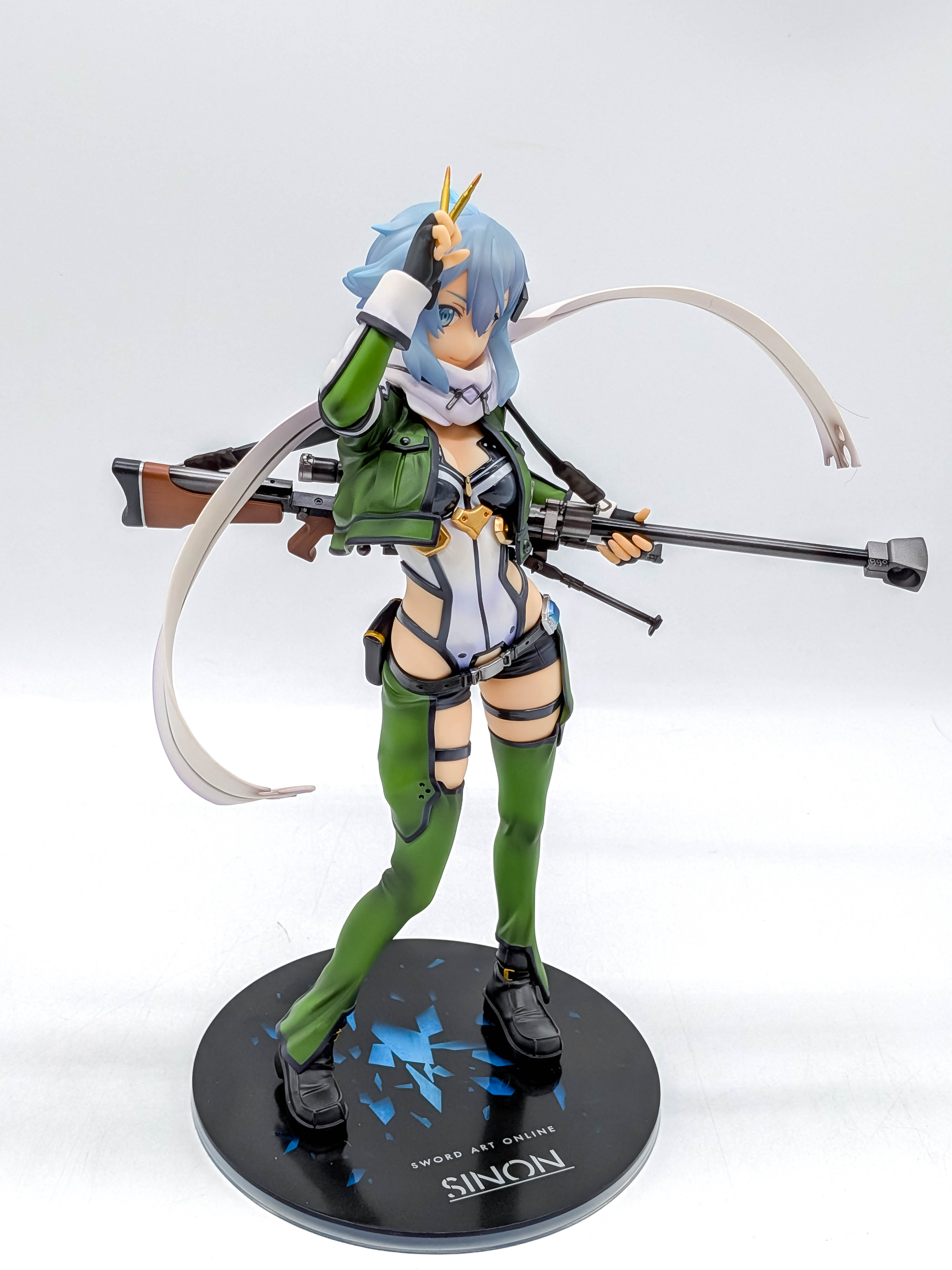 Sinon figure alternate full front view with flowing scarf and sniper rifle