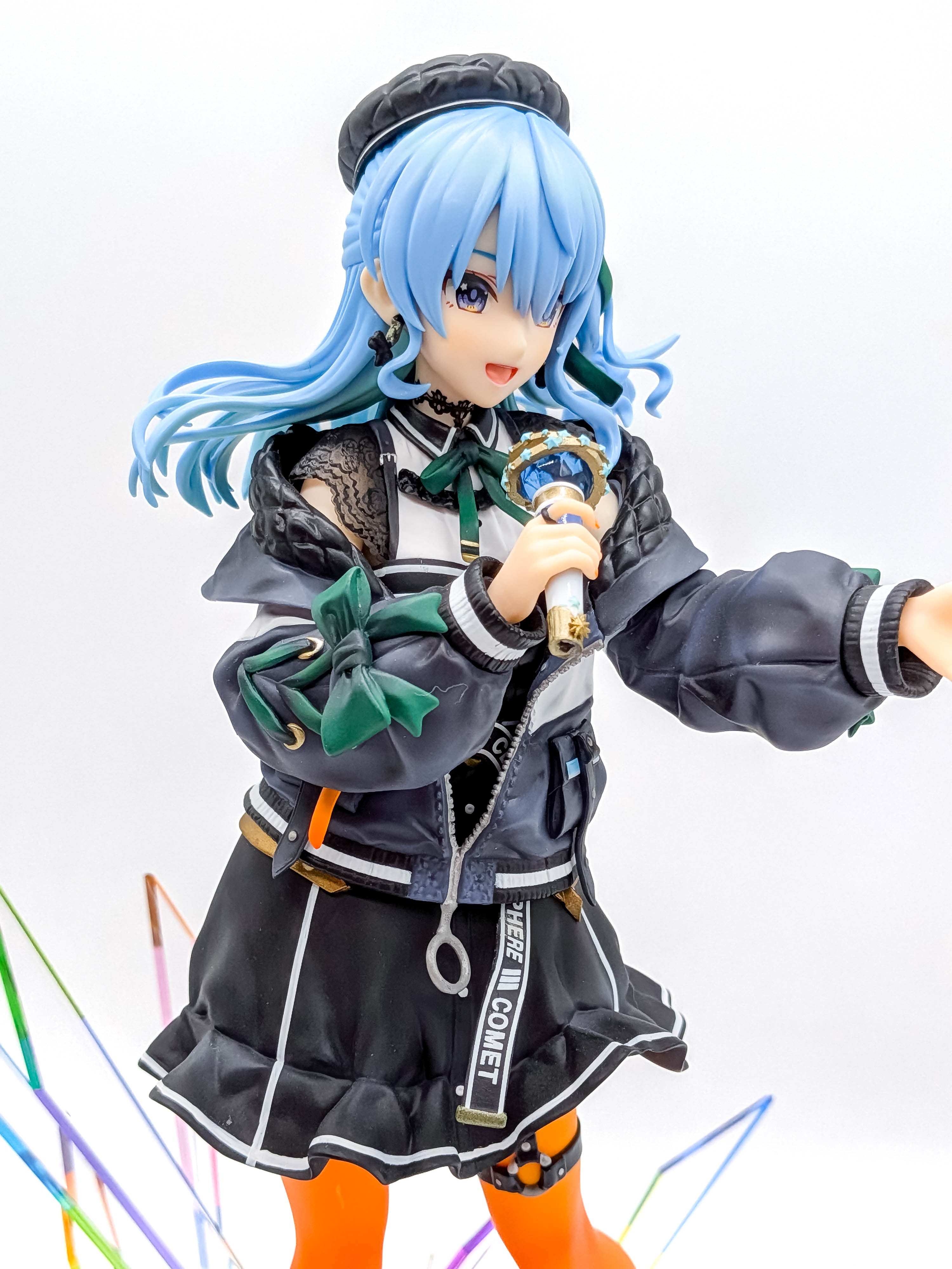 Hoshimachi Suisei figure face microphone and stage outfit close-up